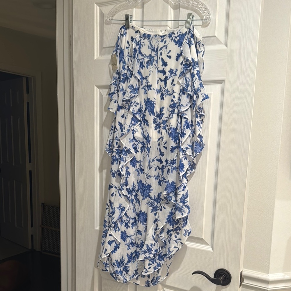 Free people blue ruffle skirt